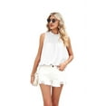thumbnail image 1 of Womens Ruffle Neck Sleeveless Tank Tops White XL, 1 of 8
