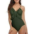 thumbnail image 1 of Womens Ruffle One Piece Bathing Suits Flounce Backless Monokinis Swimsuits, 1 of 6