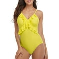 thumbnail image 1 of Womens Ruffle One Piece Bathing Suits Flounce Backless Monokinis Swimsuits, 1 of 6
