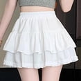 thumbnail image 1 of Womens Ruffle Pleated Mini Skirt Cute Layered Cake Skirts Built in Shorts Casual High Waisted A-Line Skorts for Teen Girls White L, 1 of 5
