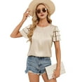 thumbnail image 1 of Womens Ruffle Sleeve Textured Tops Shirred Summer Shirt XXL, 1 of 7