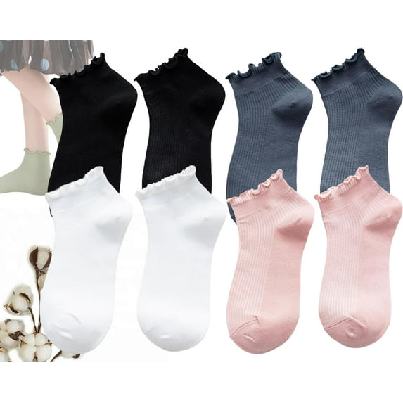 Womens Ruffle Socks Ankle Classic Basic Colorful Cotton Running Athletic Dress Sock Crew Size5-9