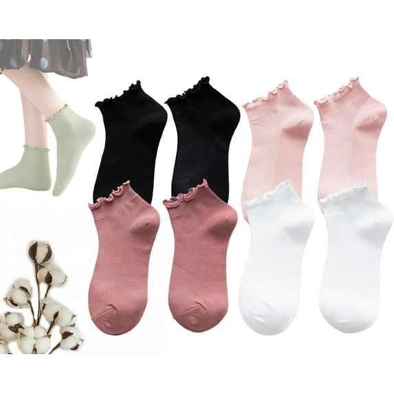 Womens Ruffle Socks Ankle Classic Basic Colorful Cotton Running Athletic Dress Sock Crew Size5-9
