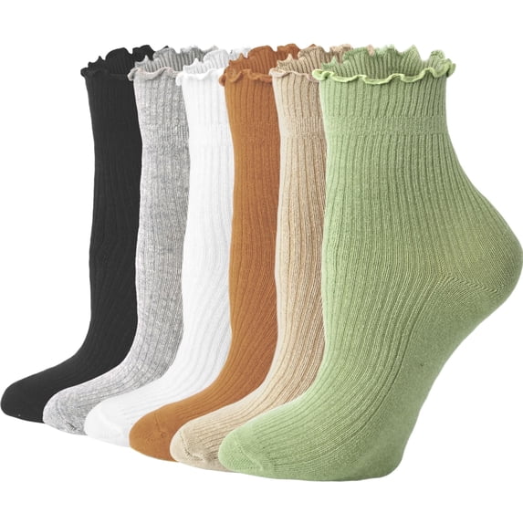 Womens Ruffle Socks Cute Frilly Ankle Socks Quarter Crew Socks for Women 5-9