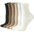 thumbnail image 1 of Womens Ruffle Socks Cute Frilly Ankle Socks Quarter Crew Socks for Women Girl, White, 9-11, 1 of 8
