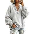 thumbnail image 1 of Womens Ruffle V Neck Long Sleeve Loose Fit Pullover Sweatshirt, Long Sleeve Drop Shoulder Relaxed Fit Soft Casual Pullover Sweatshirt, 1 of 5