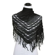 Womens Ruffled Trip Scarf - Black
