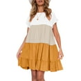 thumbnail image 1 of Womens Ruffles Boho Style T-Shirt Dress Loose Swing Casual Short Dress, 1 of 2
