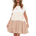 thumbnail image 1 of Womens Ruffles Boho Style T-Shirt Dress Loose Swing Casual Short Dress, 1 of 2