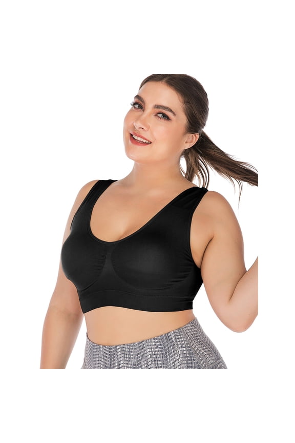 Womens Running Bra Sports Bra Sleep Bras High Impact Support Yoga Bralette Leisure Stretch Crop Tops Vest, Black, 5XL