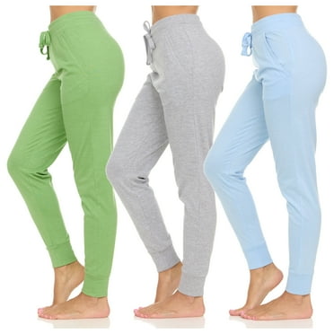 Womens Running Workout Fleece Joggers Sweatpants with Pockets and Ealstic Cuff, Pack of 3 Up to XXL