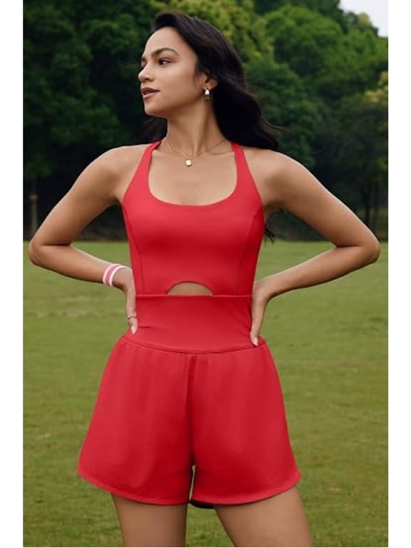 Womens Running Onesie Workout Rompers Athletic Romper One Piece Outfits Exercise Jumpsuits Gym Yoga Clothes