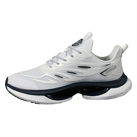 Womens Running Shoes Fashion Lightweight Thikc Soft Sole Lace up Athletic Shoes for Travel Jogging Casual Slip on Sneakers White Size 7.5