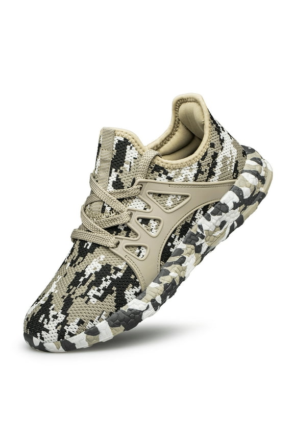 Womens Running Shoes Slip-on Lightweight Breathable Mesh Athletic Walking Sneakers Camouflage Brown