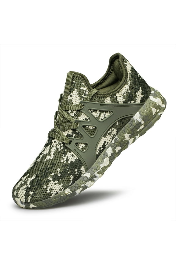 Womens Running Shoes Slip-on Lightweight Breathable Mesh Athletic Walking Sneakers Camouflage Green