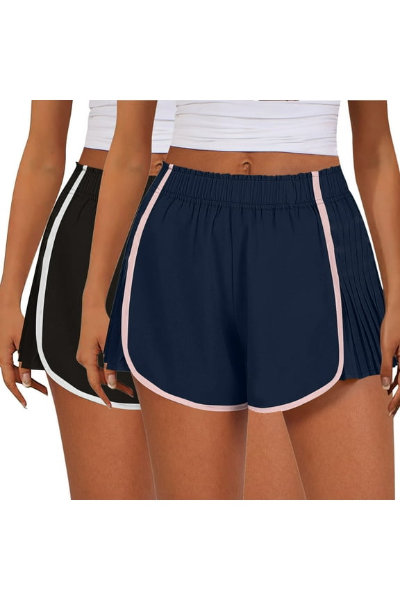 Womens Running Shorts Flowy Pleated Workout Skort Athletic Skirts Summer High Waisted Tennis Sporty Workout Gym Short