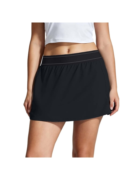 Womens Running Skirt with Built In Shorts Athletic Tennis Skort with Sun Protection Stretch Workout Bottoms for Yoga Gym and Sports
