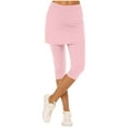 thumbnail image 1 of Womens Running Skirted Leggings Tennis Capris Yoga Leggings Workout Active High Waist Skirt Pants Pink, M, 1 of 7