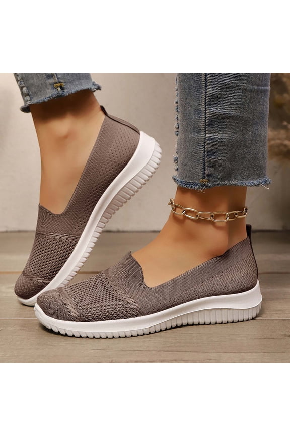 Womens Running Sneakers,Slip On Shoes Women,Walking Shoes Women,Women's Fashion Sneakers,Women's Sports Shoes Women's Flat Shoes - Breathable and Casual, Soft and Comfortable,Brown,8