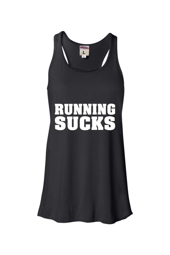 Womens Running Sucks Funny Work Out Gym Flowy Racerback Tank Top T-Shirt