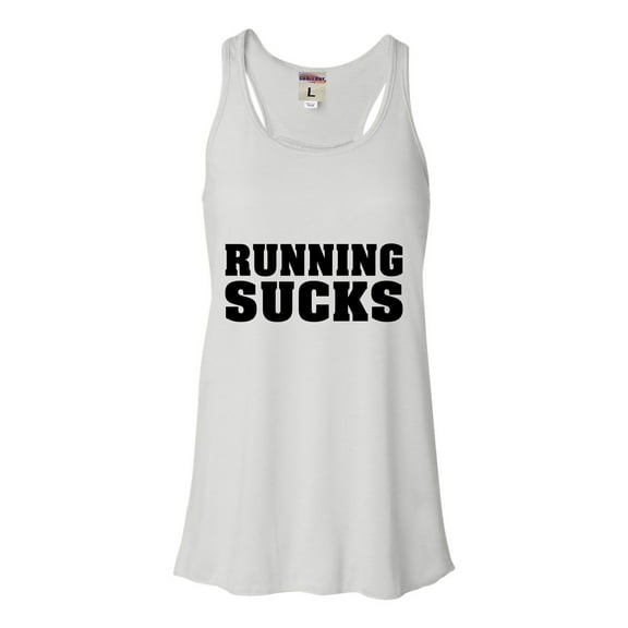 Womens Running Sucks Funny Work Out Gym Flowy Racerback Tank Top T-Shirt