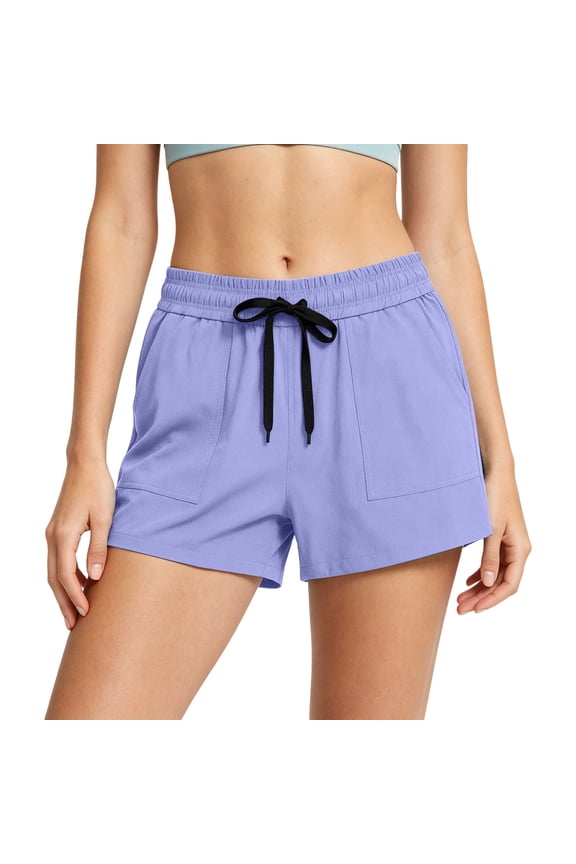Womens Running Training Shorts Elastic Waisted Wide Leg Athletic Lounge Short Pants Drawstring Workout Pants With Pockets