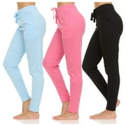 Womens Running Workout Fleece Joggers Sweatpants with Pockets and Ealstic Cuff, Pack of 3 Up to XXL