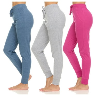 Womens Running Workout Fleece Joggers Sweatpants with Pockets and Ealstic Cuff, Pack of 3 Up to XXL