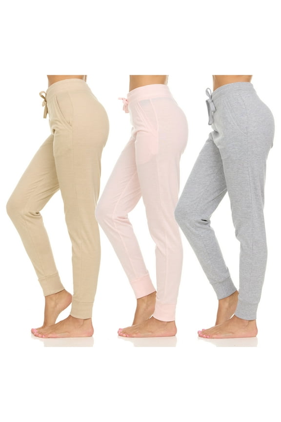 Womens Running Workout Yoga Leggings with Pockets and Ealstic Cuff, Pack of 3 Up to XXL