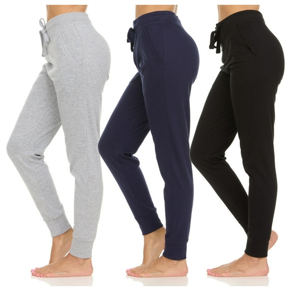 Womens Running Workout Yoga Leggings with Pockets and Ealstic Cuff, Pack of 3 Up to XXL