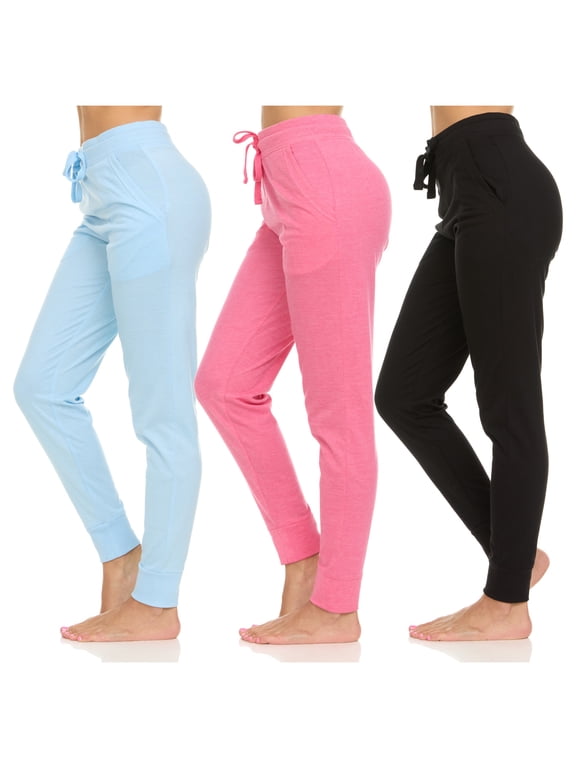 Womens Running Workout Yoga Leggings with Pockets and Ealstic Cuff, Pack of 3 Up to XXL