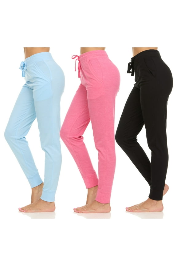 Womens Running Workout Yoga Leggings with Pockets and Ealstic Cuff, Pack of 3 Up to XXL