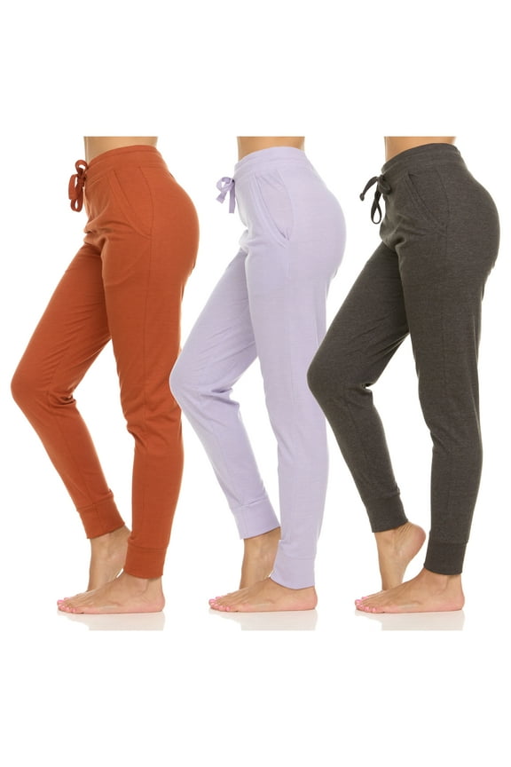 Womens Running Workout Yoga Leggings with Pockets and Ealstic Cuff, Pack of 3 Up to XXL