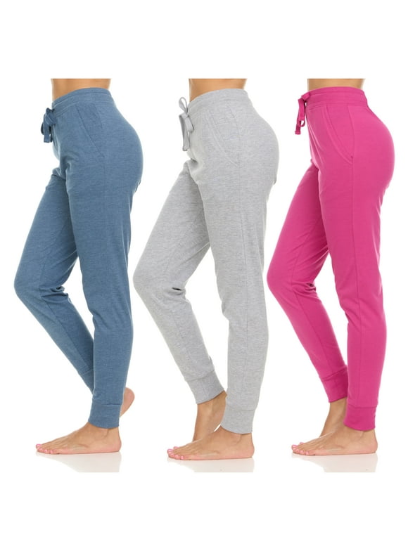 Womens Running Workout Yoga Leggings with Pockets and Ealstic Cuff, Pack of 3 Up to XXL