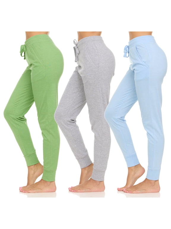 Womens Running Workout Yoga Leggings with Pockets and Ealstic Cuff, Pack of 3 Up to XXL