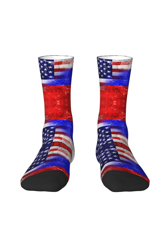Womens Russian America Flag Dress Crew Socks Colorful Novelty Socks