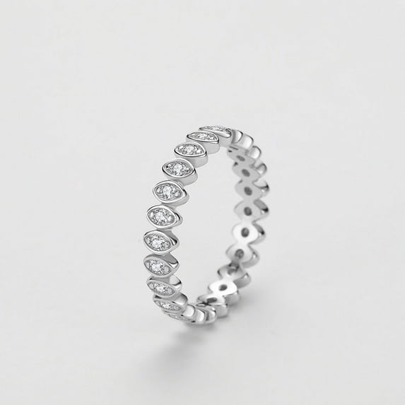 Womens S925 Silver Lucky Eye Diamond-Studded Ring: Geometric Design, Micro Inlay, Affordable Luxury, Polka Dot Elements
