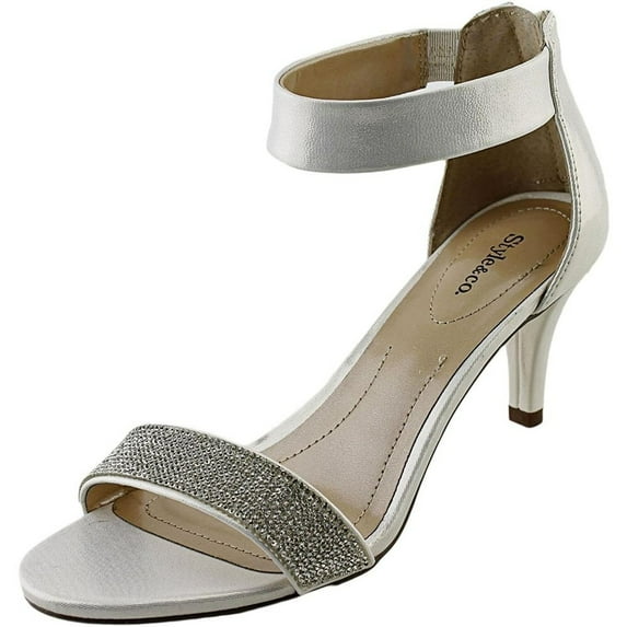 Style & Co Phillys Women US 6.5 White Sandals 5.5 BM US, White Silver