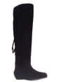 thumbnail image 1 of Womens STEVEN by Steve Madden Laurren Hidden Wedge Tassel Boots, Black Suede, 1 of 6
