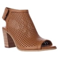 thumbnail image 1 of Womens STEVEN by Steve Madden Suzy Perforated Open Toe Heel Ankle Booties - Tan, 1 of 7