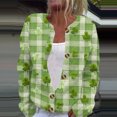 thumbnail image 1 of Womens Saint Patrick's Day Cardigan Sweaters Shamrock Pattern Button Cardigan Open Front Knit Sweaters Coat, 1 of 5