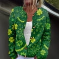 thumbnail image 1 of Womens Saint Patrick's Day Cardigan Sweaters Shamrock Pattern Button Cardigan Outerwear Spring St. Patrick's Day Tops, 1 of 5