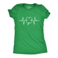 thumbnail image 1 of Womens Saint Patrick's Heart Beat T Shirt Funny Clover EKG Novelty Tee for Ladies Womens Graphic Tees, 1 of 9