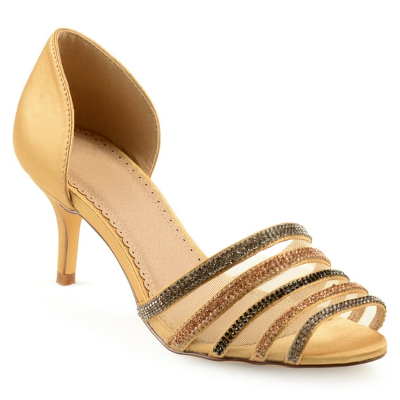 Womens Salem Satin D'orsay Peep-toe Rhinestone High Heels