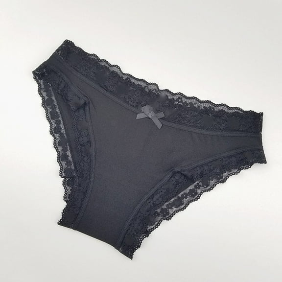 Womens Sales Today Clearance Womens Low Waist Underwear Low Waisted Full Coverage Underwear Women's Plus Size Panties(Black)