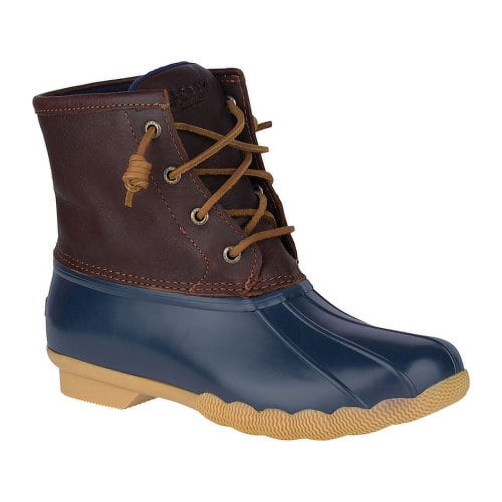 Womens Saltwater Closed Toe Ankle Rainboots Tan Navy Size 6.5