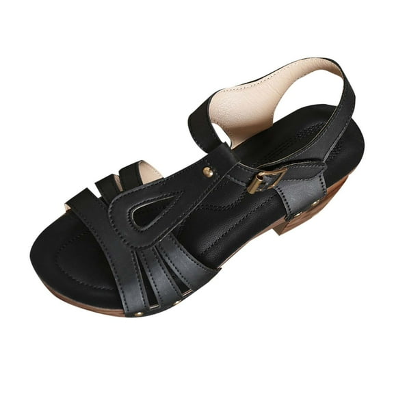 Womens Sandal Oofos Slides Women's Fashionable Casual Versatile Open-Toe Spring And Summer High-Heeled Sandals Black