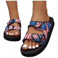 thumbnail image 1 of Womens Sandals 2025 Summer Beach Fashion Casual 2 Buckle Memory Foam Flats Slides Slip on Vacation Sandals, 1 of 7