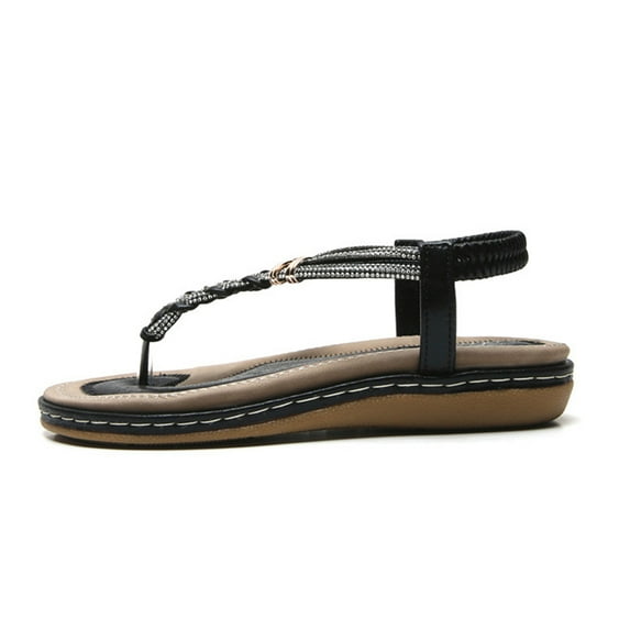 Womens Sandals,AXXD Women's Shoes Stretch Orthotic Slide Sandals Cross Sandals Woven Beach Wedge Slippers Shoes for Women'S Easter Outfits Black 4.5