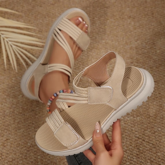 Womens Sandals Arch Support Comfortable Walking Sandals Adjustable Straps Cushioned Footbed Breathable Lightweight Non Slip Sporty Cross Strap Outdoor Summer Khaki,Size 40